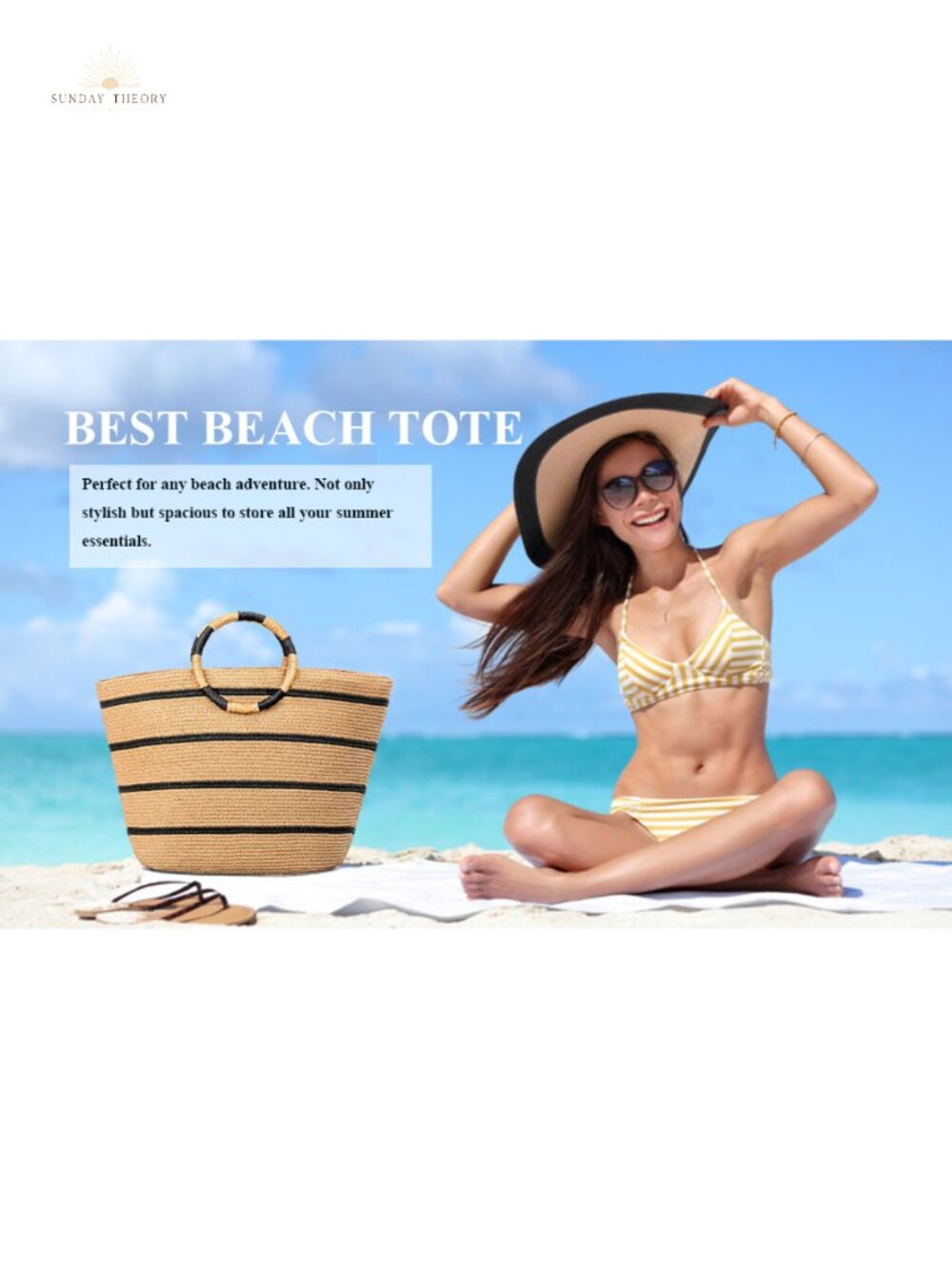 Woven Straw Tote Bag for Women Large Beach Bag Summer Shoulder Handbag - Picture 6 of 6